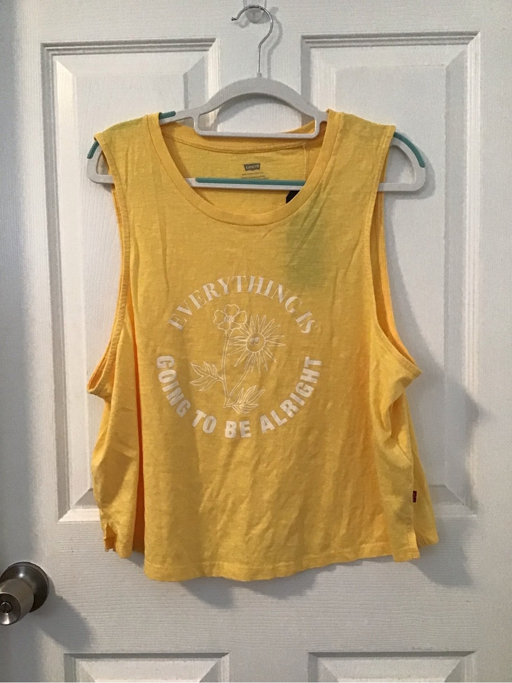 Levi's Bright Yellow Graphic Muscle Tank with White Floral Print
